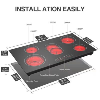 Smooth Ceramic Cooktop Electric Induction Cooker 2200W for Hot Pot and Radiant Cooking
