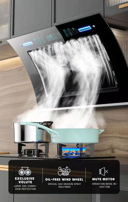 220V Push Button Slanted Black Glass Cooker Hood for Kitchen  Household Range