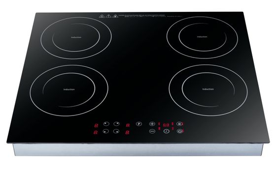 4 Burner Black Induction Cooker with Extraction DIAMOND 60 Made in Italy Design