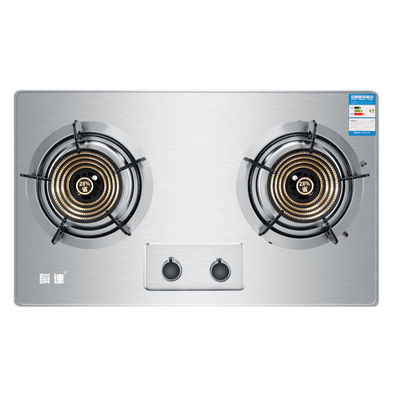 Brass Nozzle Burner Heads and Exquisite Design on 2-Burner Stainless Steel Gas Stove