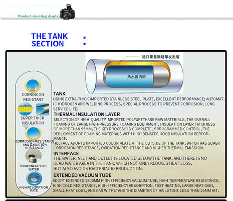 Flat Roof Installation 200L Stainless Steel Solar Water Heater with Non Pressure Tubes