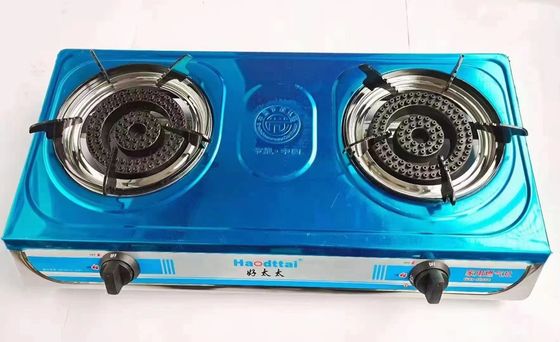 Home Kitchen Table Gas Stove Iron Burner Gas Cooking Stove 2 Burner with Brass Nozzle