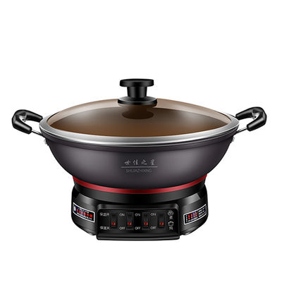 Tempered Glass Lid Die Casting Aluminum Skillet Pan Electric Hot Pot Multi Function 220V