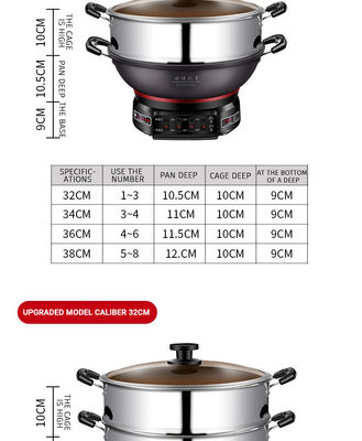 Hotel Mult-function Electric Food Steamer Non-Stick Inner Multi Cooker Noodle Pot Frying Pan