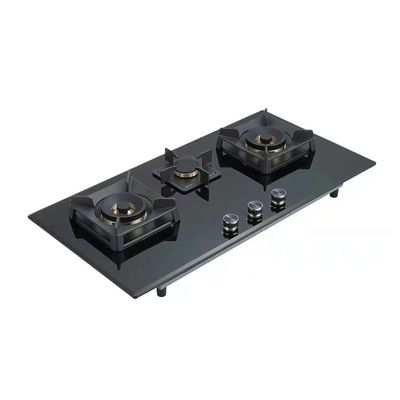 Automatic Piezo Ignition 3 Burner Stainless Steel Gas Stove for Desktop Embedded Type