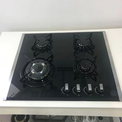 Built-in 60cm Gas Cooktop with Tempered Glass Surface Material and 4 Burners