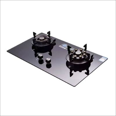 2 Burner Gas Cooktop Stove LPG NG Built in Black Tempered Glass Power Source Gas