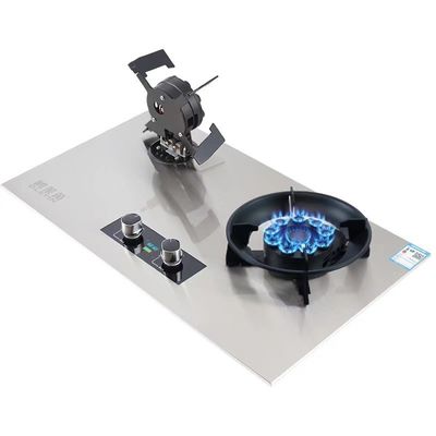 Built-in 2 Burner Gas Stove with Black Tempered Glass Surface and Ceramic Power