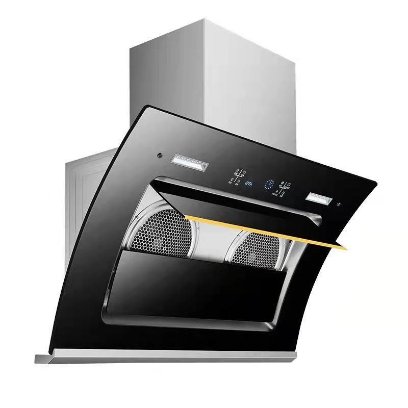 Custom Island Curve Glass Kitchen Range Hood Extractor for Exhaust Vent Wall Mounted