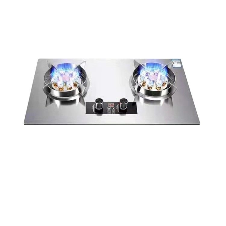 220v Flippable Gas Cooker Stovetop with 2 Burners Desktop Embedded Type Kitchen Cooking