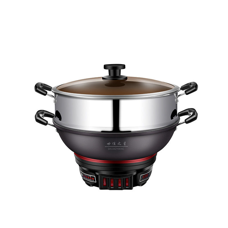 Multi Function Electric Grill Pan with Visible Tempered Glass Lid Frying Pan 40 Cm