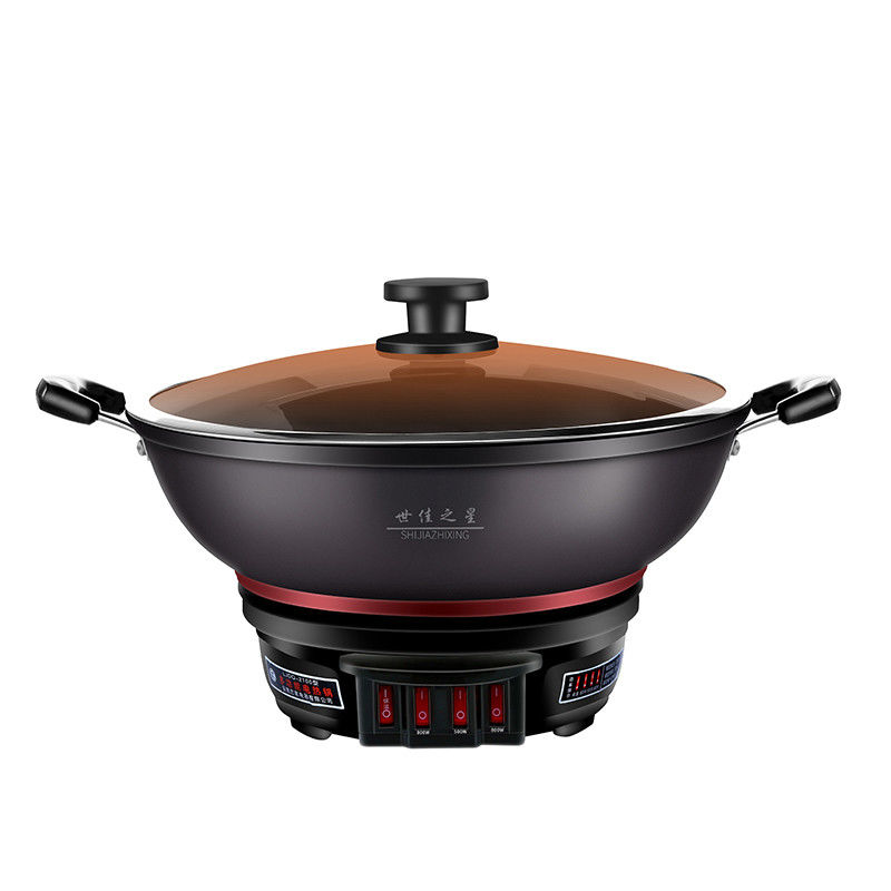 Stainless Steel Electric Skillet 28cm Portable Multi-purpose Soup Pot for Home Cooking