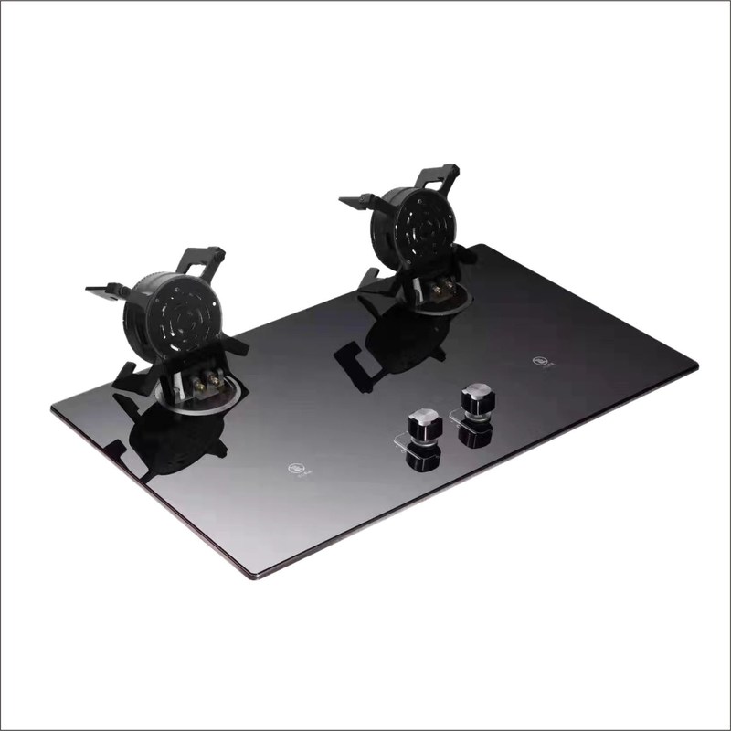 2 Burner Gas Cooktop Stove LPG NG Built in Black Tempered Glass Power Source Gas