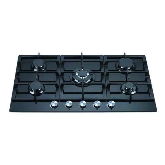 5 Burner Gas Cooktop with Automatic Ignition and Built in Tempered Glass Gas Stove
