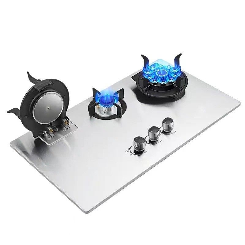3 Burner Gas Cooktops for Home and Commercial Blue  Flame Stove Stand Wok Cooker